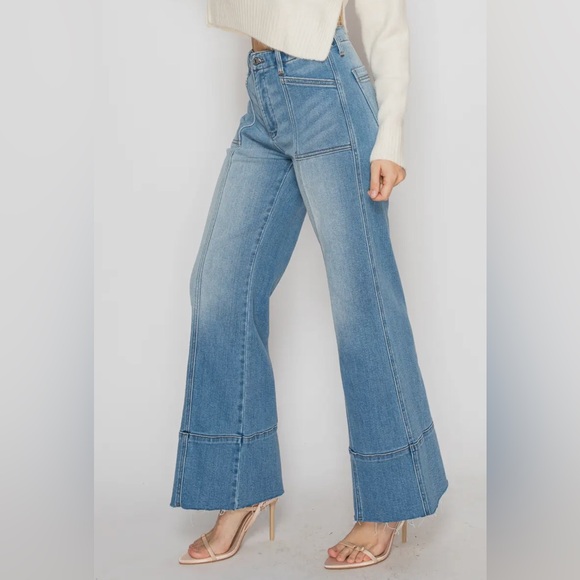 Artemis Vintage Denim - Artemis Vintage Tummy Control Palazzo Jeans Center Seam Wide Leg Light Wash NWT